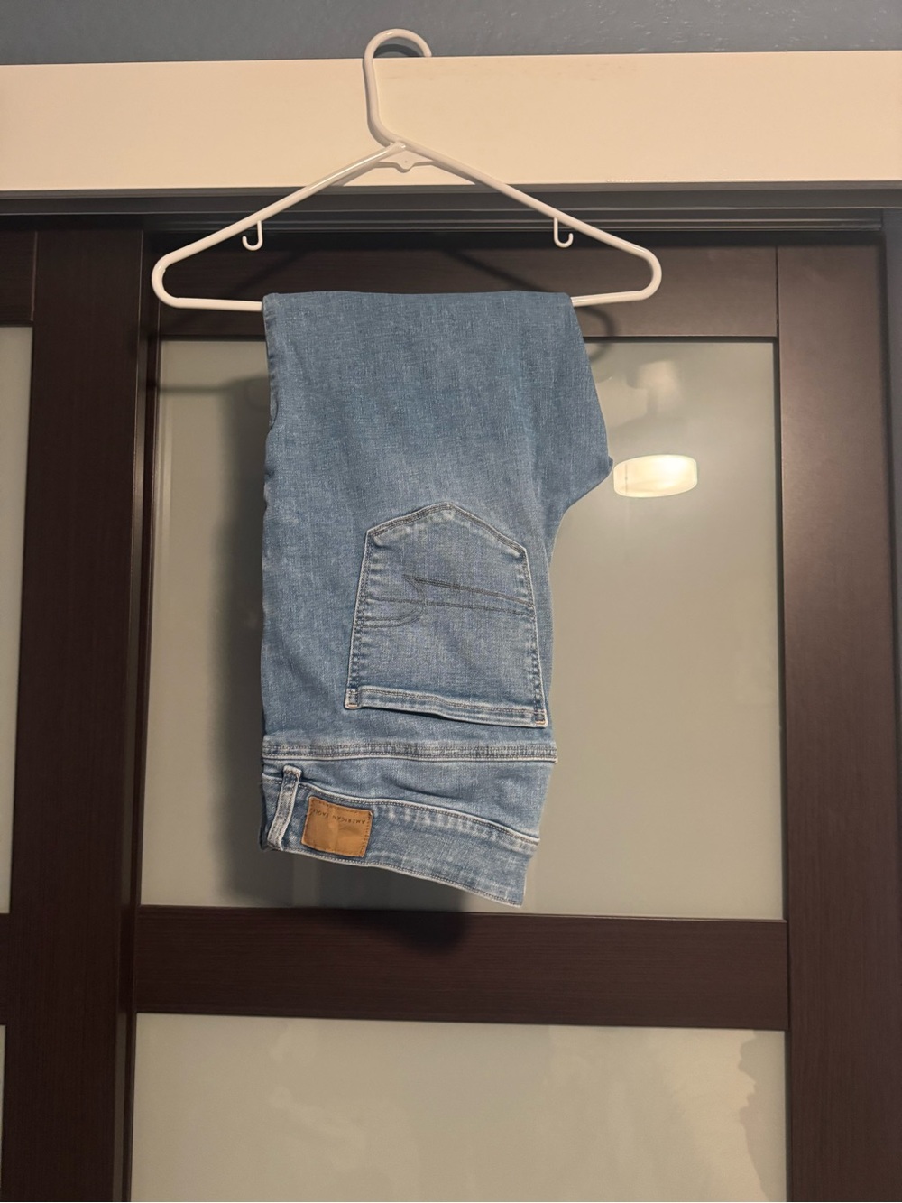 American Eagle Light Blue Crop Next Level Stretch Denim Jeans